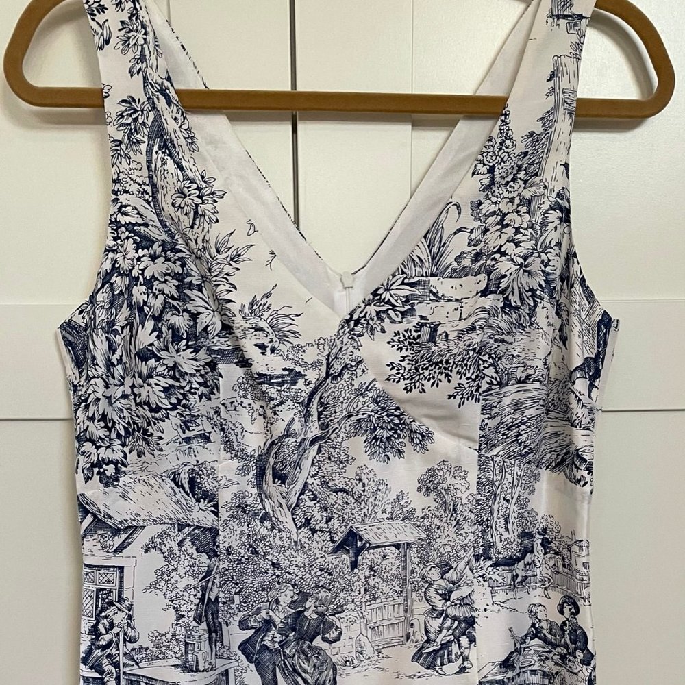 Anthropologie 100% silk Toile de Jouy dress, 8